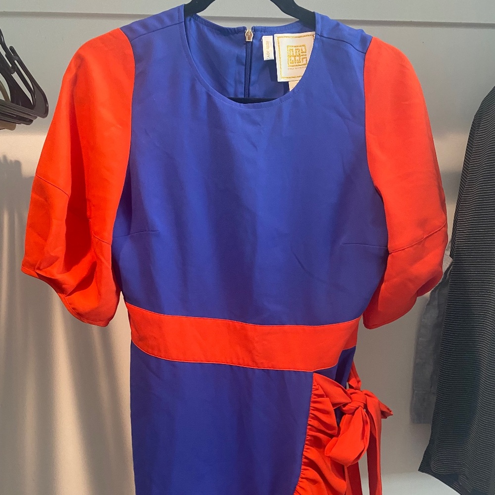 Emily McCarthy Blue and Orange Dress